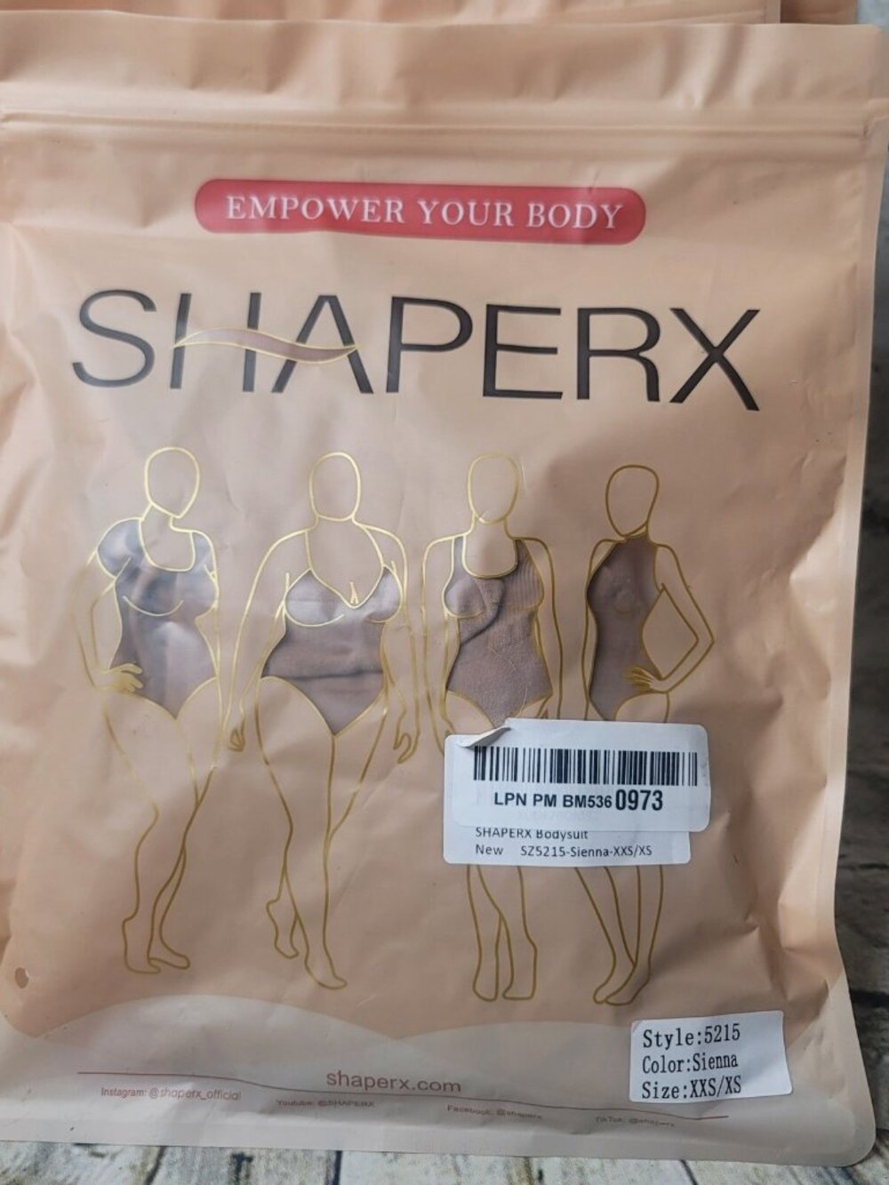 SHAPERX Women's Tummy Control Thong Bodysuit 5215 Sienna Beige Size XXS/XS
